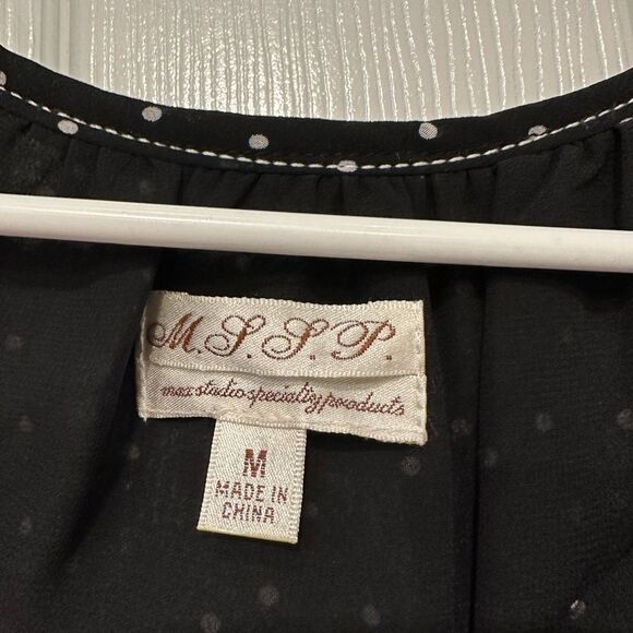 Max Studio Ruffled Cold Shoulder Polka Dots Blouse size M - Picture 7 of 7